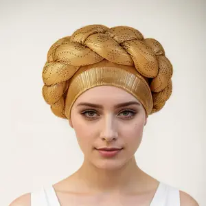 Women's Pre-Tied Turban Hat - Twisted Braided Headwrap, Soft Stretchy Multicolored Fashion Accessory for All Seasons, Everyday Wear