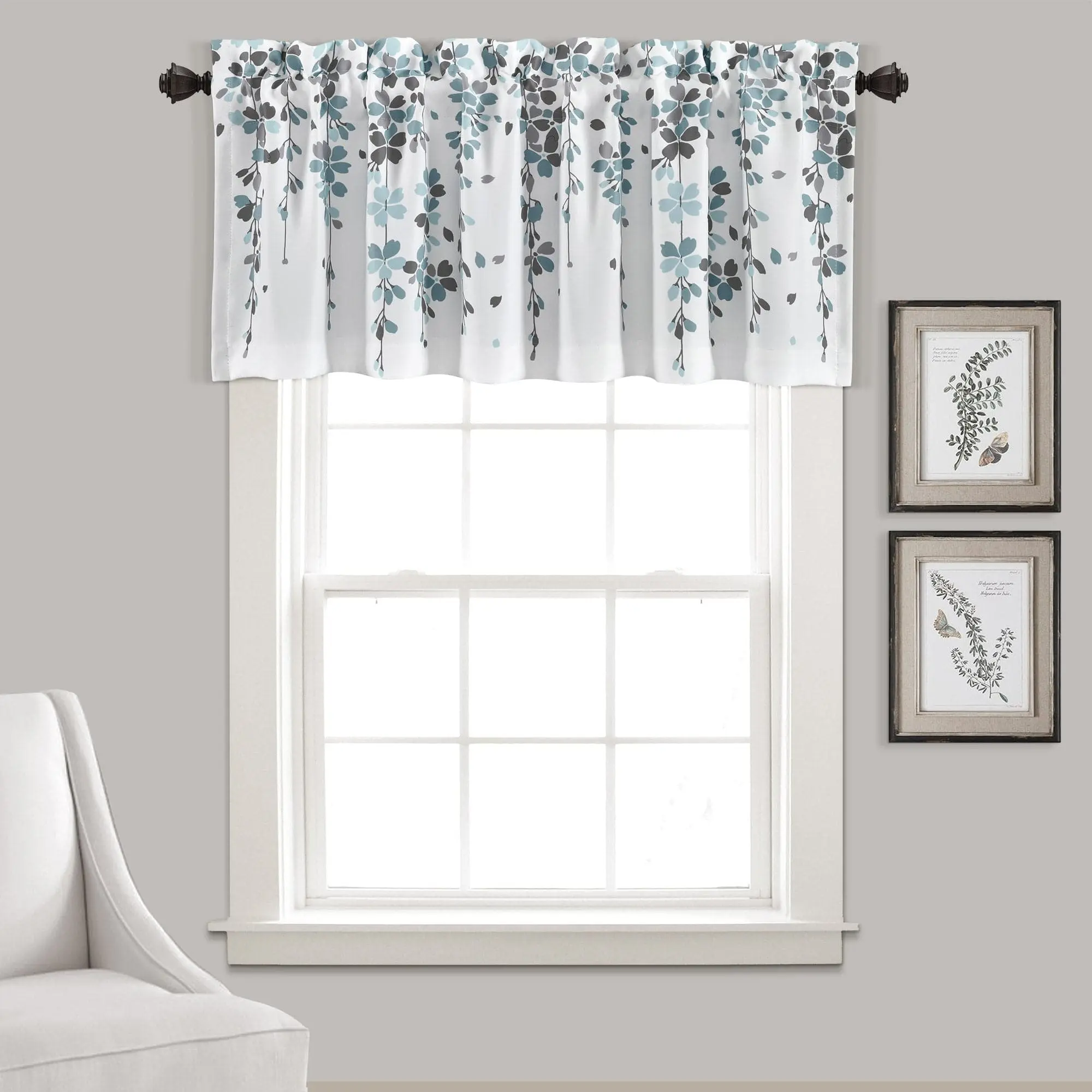 Lush Decor Weeping Flower Valance - Single 18x52 Inch Floral Print Thermal Insulated Window Curtain with 3" Rod Pocket for Home Decoration Lush Decor Weeping Flower Valance - Single 18x52 Inch Floral Print Thermal Insulated Window Curtain with 3" Rod Pocket for Home Decoration