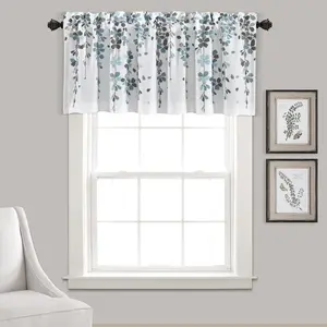 Lush Decor Weeping Flower Valance - Single 18x52 Inch Floral Print Thermal Insulated Window Curtain with 3" Rod Pocket for Home Decoration