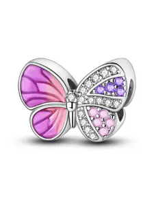 Silver Color Enamel Butterfly Bead, Design, Casual Style Jewelry Charm, Butterfly Charms, All Seasons Accessory