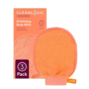 Cleanlogic Exfoliating Body Mitts – Full-Hand Shower Scrubbers for Smoother Skin (3 Pack, Assorted Colors) Bath Personal