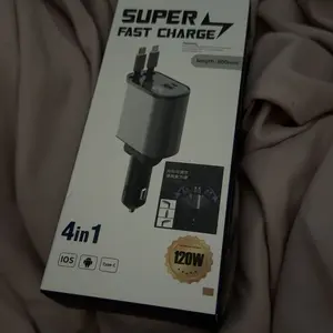 Product Review of 4-in-1 Retractable Car Charger, 100W USB-C Fast Adapter with Lightning Cable & Dual Ports for iPhone, iPad, AirPods, Samsung, Google Pixel from r**🌷