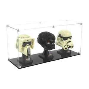 Clear Acrylic Display Case Compatible with LEGO® Helmet Collection 3-Pack - Sets Not Included