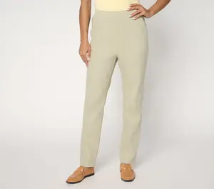 Denim & Co. Petite Flat Front Denim Side Pocket Pant