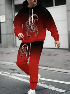 Men's Gradient Snake Print Hoodie Set, Streetwear Tracksuit Set, to Design, Sporty Style, Drawstring Pants, Gym & Daily Wear, Comfortable Fabric