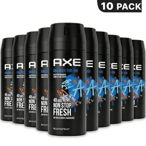 AXE Anarchy For Him Body Spray 10 Pack (150ml/5.o8oz) - High Performance 48-Hour Non-Stop Fresh Fragrance