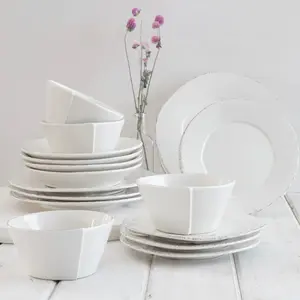 Vietri Lastra White 16 Piece Dinnerware Set ~ Handcrafted Italian Stoneware