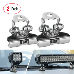 Nilight Universal Adjustable Pillar Hood Clamp Holder Mount Bracket (Pair) Pad Steel Rubber