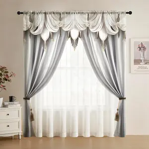 Spring Summer Garden Wind Digital Print Sheer Curtain, Elegant Fringe Window Treatment, Tassel Decor Curtain, High-Quality Fabric, Privacy Protection, Fresh Natural Style Home Decor, Easy Install Curtain