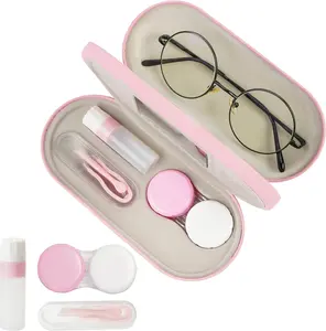 Eyeglass Case,Double Sided Portable Contact Lens Case,2 in 1 Portable Contact Multifunction, Durable Lens Case Unisex Daily