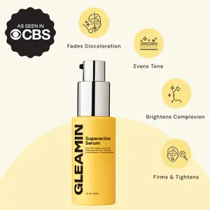 Gleamin Superactive Serum - 15% Vitamin C Complex for Dark Spots, Brightening & Firming, Hyaluronic Acid, SPF, Sensitive Skin, 30ml