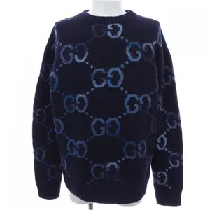 Pre-owned GUCCI Wool Small Leather Goods GG Intarsia Sweater