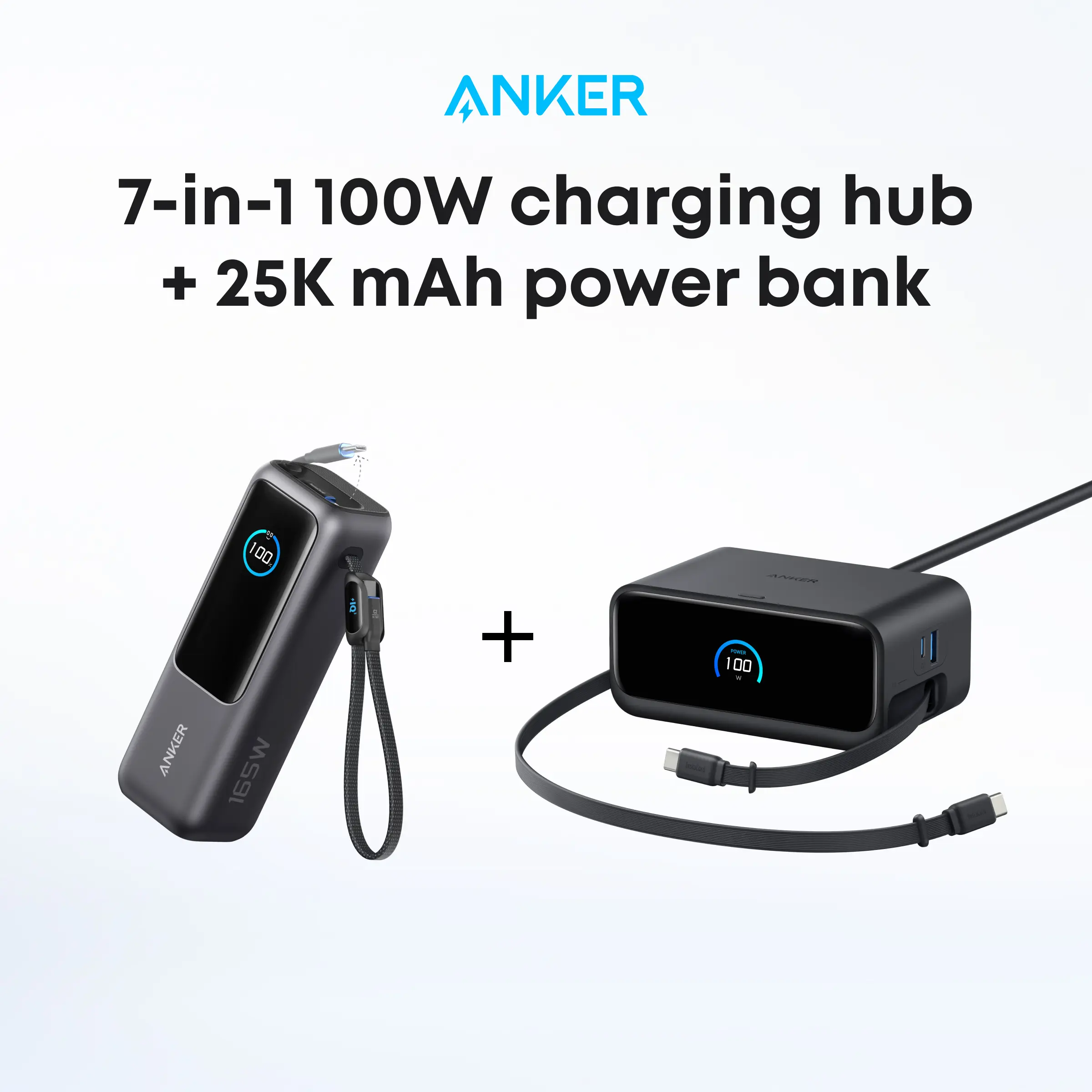 Anker Portable Laptop Power Bank with Built-In Cables, 25,000mAh  High-Capacity Battery, Fast Charging
