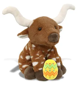 DOLLIBU Super Soft Polyester Floppy Longhorn Stuffed Toy - 10 in, Yellow Easter Egg, Spring Theme, Personalized Gift for Kids, Easter Eggs