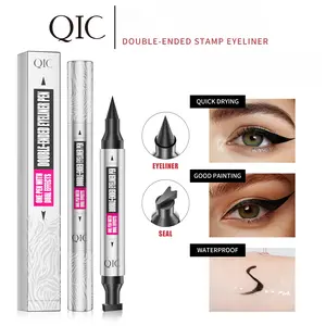 2 en 1 Delineador de Sello Doble Punta - Impermeable, a Prueba de Sudor y Manchas, Tinte Negro Duradero para Maquillaje de Ojos Fácil y Rápido