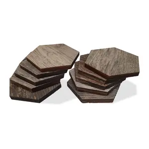 40 Reclaimed Barn Wood Hexagon Blanks for Crafts, Laser Engraving, Coasters and DIY Projects (40 Pieces)