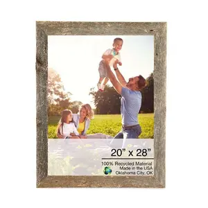 212 MAIN Handmade Reclaimed Rustic Farmhouse Weathered Gray Wooden Photo Frame, 20x28in Wall Hanging Decor, for Baby Spaces