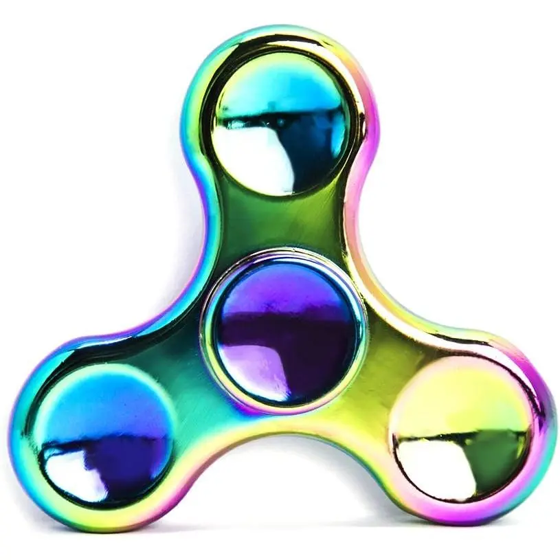 Rainbow Fidget Spinner  Metal Steel Figit Hand Toy for Kids and Adult (Round)