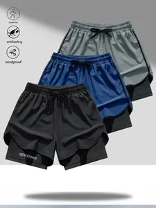 Three Stripes Men's Sports Shorts Casual sports style with an elastic waistband featuring drawstring adjustment, dual layer panel construction, lightweight and breathable outer layer with a comfortable and snug inner layer, side stripe details, perfect