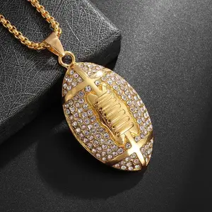 New 2025 Hip Hop American Football Pendant Necklace for Men and Women Fashion Street Party Trend Sports Lucky Decoration Jewelry Memorial Accessories Trend Best Gift