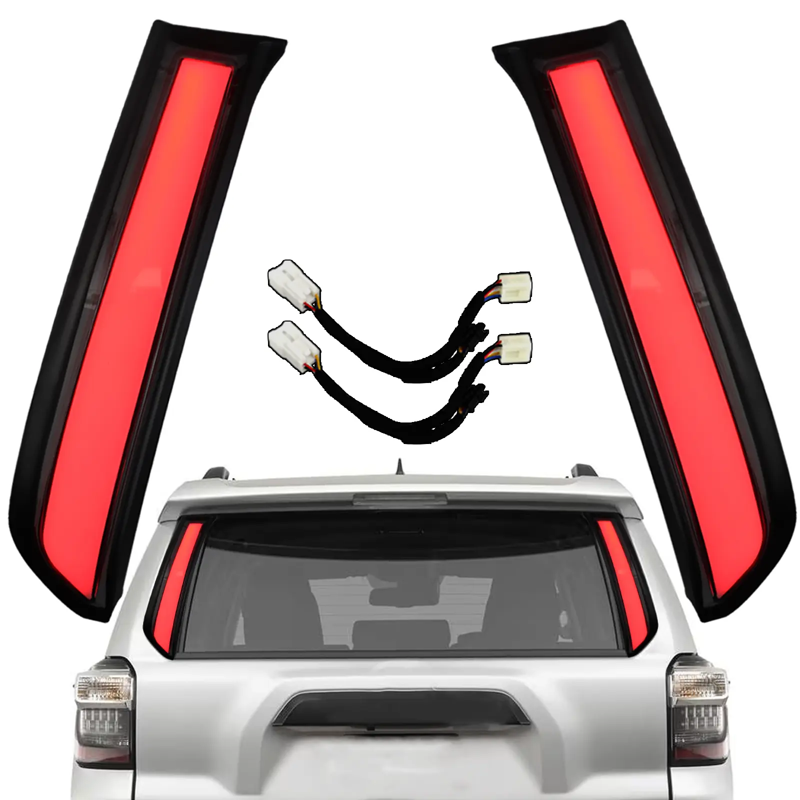 2 Rear Trunk Pillar Tail Light Assembly, Full LED Sequential Turn Signals, Multifunctional Eco-Friendly Brake Lamp, Plug & Play for 2010-2023 Toyota 4Runner SR5 TRD Sport Limited TRD Pro, Led Blinker, Polycarbonate