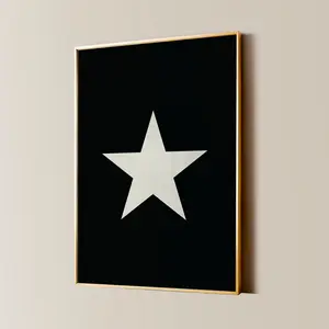 Trendy Star Print, Star Girl Poster, Y2K Aesthetic Apartment Decor, Black and Cream White Bedroom Wall Art, Retro Living Room Wall Art