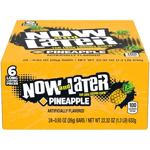 Now and Later Pineapple 24 ct. - Sweet and Chewy Candy with Pineapple Flavor - 24 Count Box Snack Corn