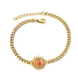 Statement Gold Fiery Sun Bracelet - Elegant Design with Unique Firework Accents