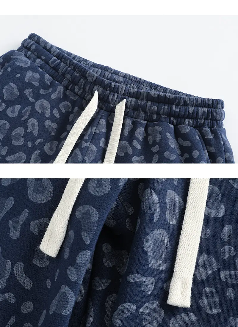 Unisex Cotton 2-Piece All-Over Leopard Print Streetwear Set - Loose-Fit Hoodie & Wide-Leg Pants, Casual Unboxing Gift, Multiple Colors