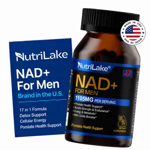 NutriLake NAD+ Supplements for Men Detox,-Liposomal Complex with Trans-Resveratrol,CoQ10,Ashwagandha,Niacin,Vitamin B6,Supports Cellular Renewal, Energy & Performance - 60 Capsules Dietary Supplement Vitamins