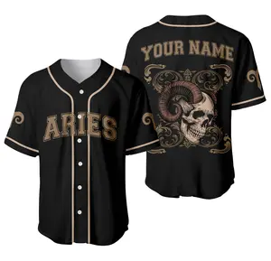 Custom Aries Zodiac Baseball Jersey Shirt, Gift for Aries Zodiac, Cute Zodiac Character, Adorable Aries Astrology T-Shirt