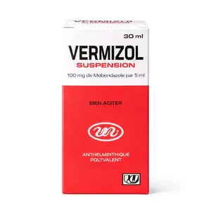 Vermizol Liquid Syrups 30ml Multivitamin Supplement for Dietary Support Nutrient 100mg Mebendazole per 5ml