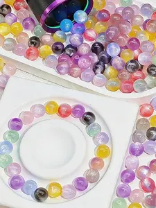100pcs  8mm/ 10mm Resin Catseye Beads, UV Sensitive Color Changing Beads, DIY Jewelry Making Supplies, Bead Assortment, Perfect for Phone Charm, Keychains, Necklaces