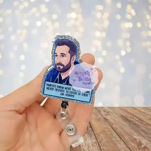 Dr. Robby Badge Reel | The Pitt Nurse, Glitter Clip