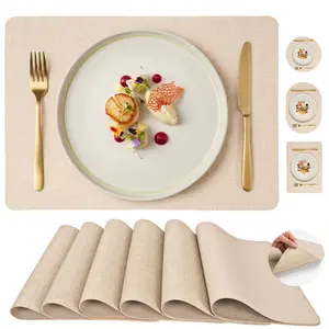 [Rectangular/Round/Oval] Faux Leather Placemats Set of 6 4 2, 17x12in Waterproof Wipeable Table Mats, Heat Resistant Non Slip Stain Resistant for Dining Room Kitchen, Father's Day Gift