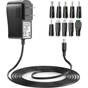 Tablet Charger Adapter 5V 3A 2A 2.5A 1A AC DC Adapter w/ 8 Tips for Amazon Fire USB Hub TV Box LED Pixel Light Camera Speaker GPS Toys Webcam Router Power Supply Cord