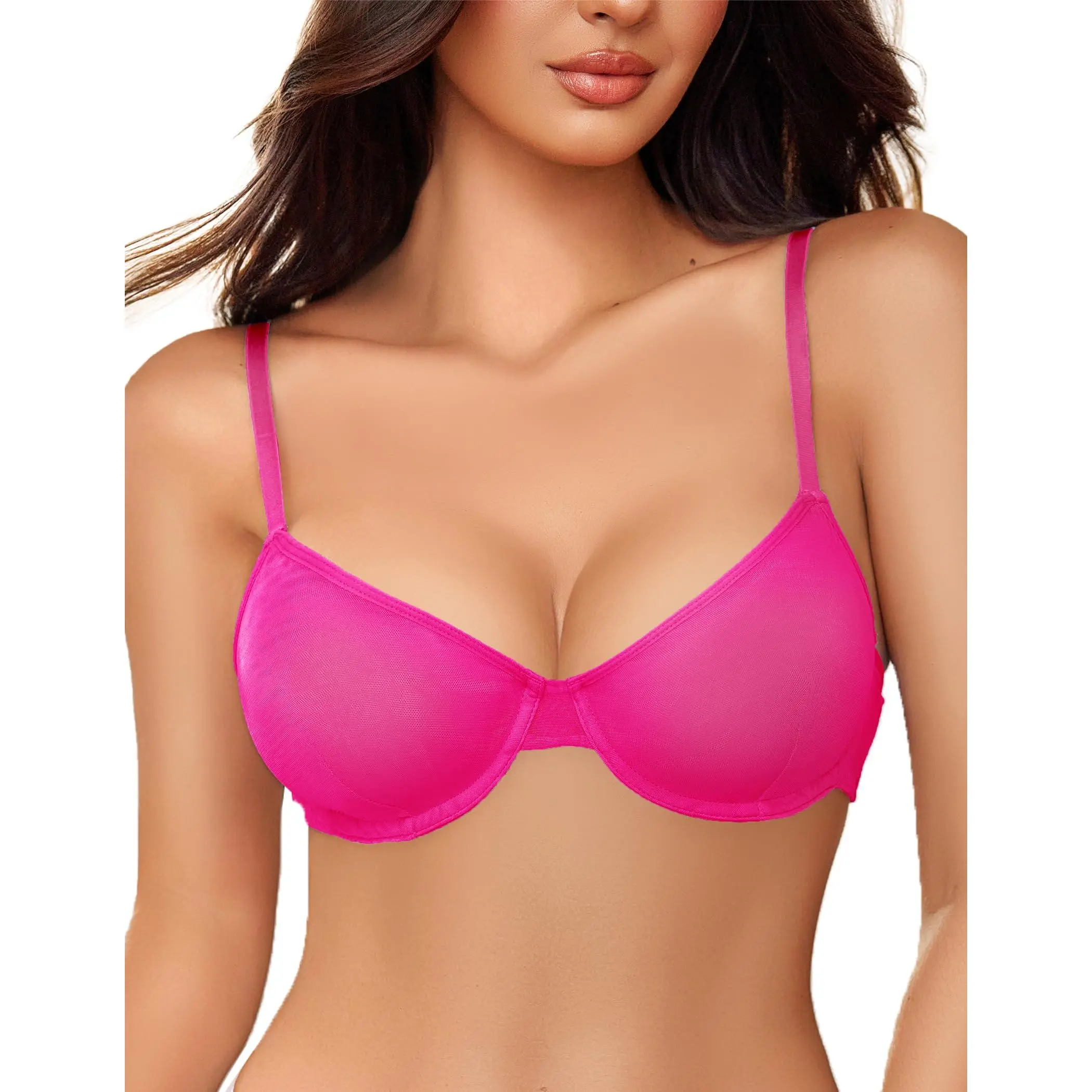 Avidlove Women's Hot Bra Mesh Unlined Underwire Bra Everyday Bra with Adjustable Straps & Two Layers of Mesh for Comfort and Confidence