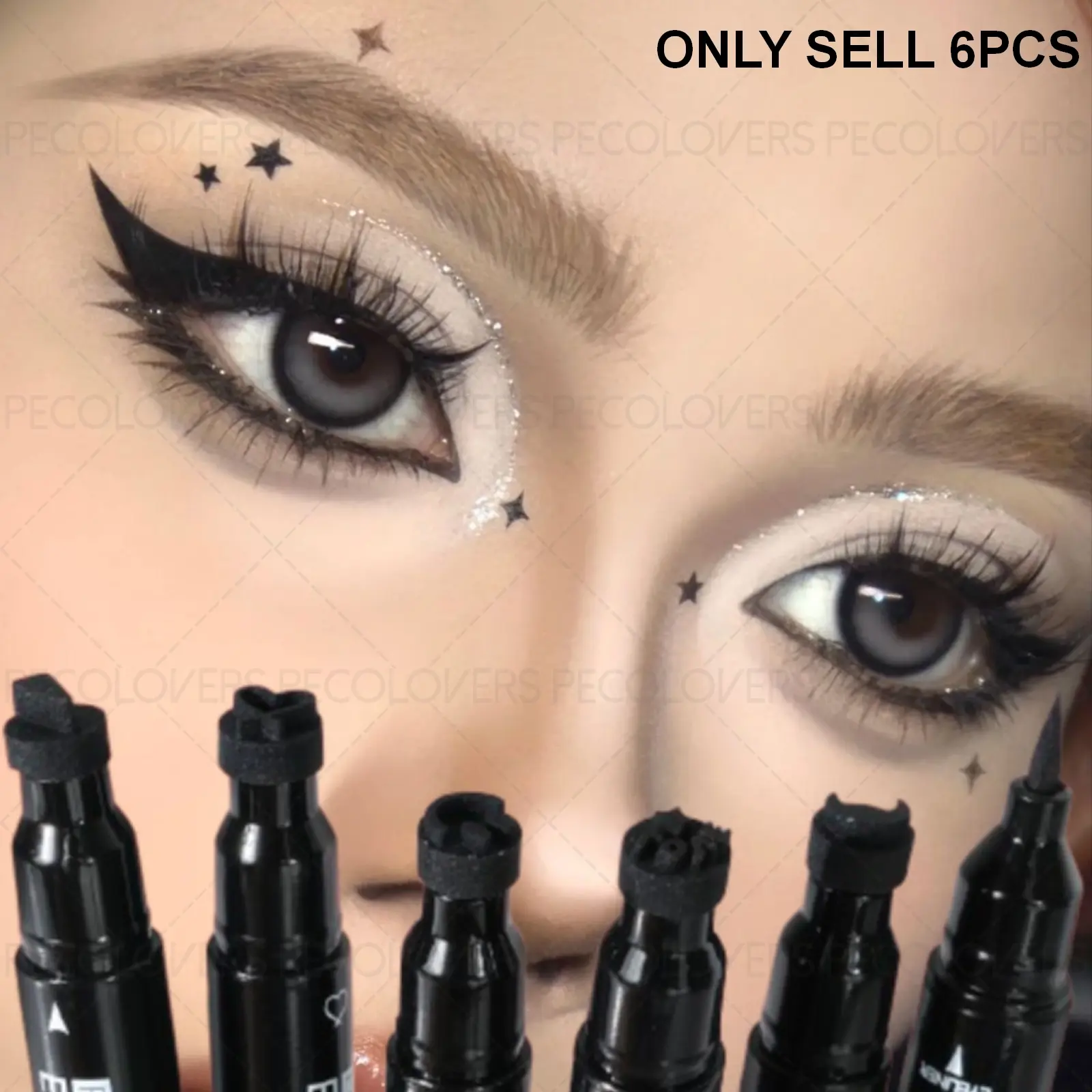 6PCS/Set Quick-drying Liquid Double-ended Seal Eyeliner - Long-lasting, Waterproof and Sweat-proof, Matte Black, Not Easy To Smudge, Suitable for Beginners, Ultra-fine Tip, Smooth and Easy To Apply, Create Bold Eye Makeup, Precision Eyeliner
