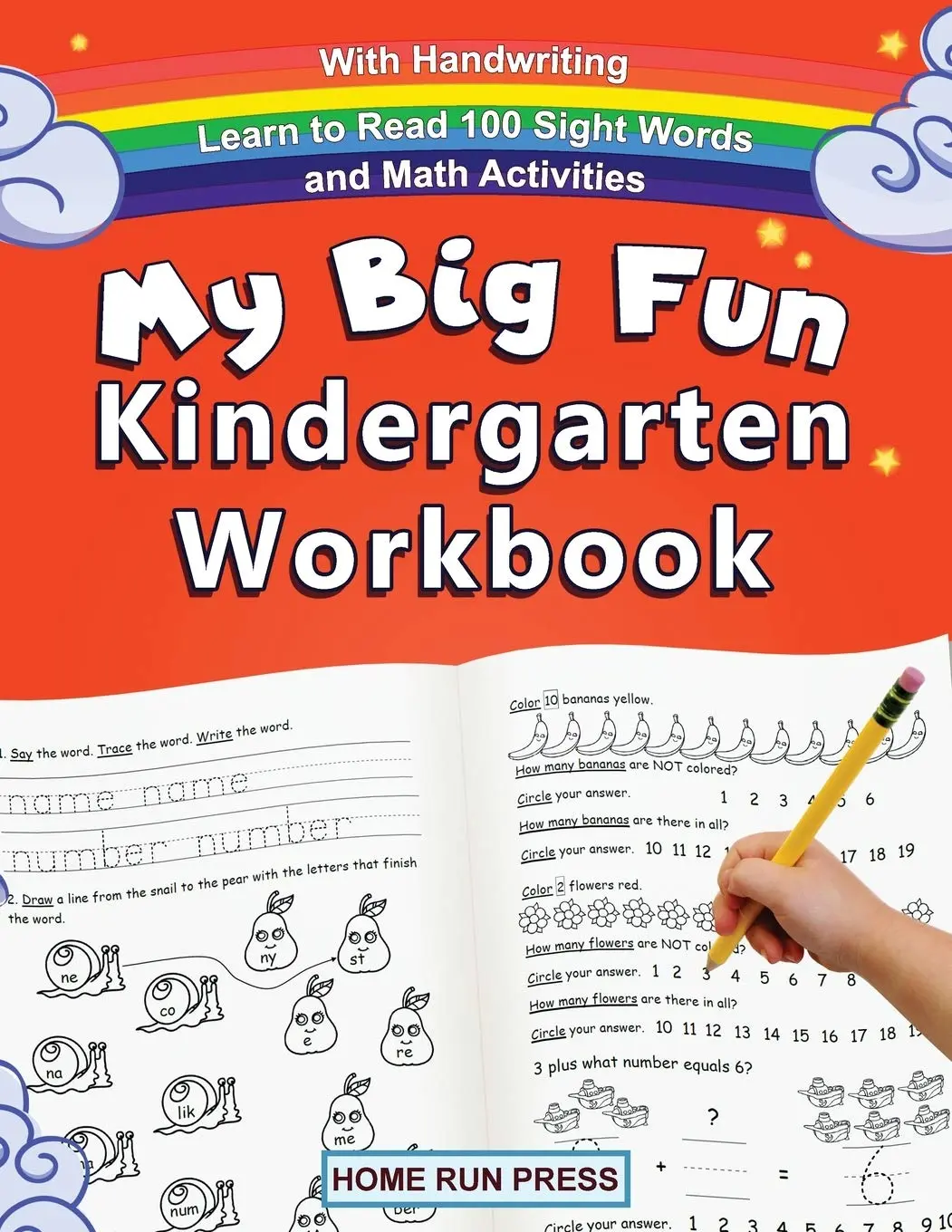 My Big Fun Kindergarten Workbook with Handwriting Learn to Read 100 Sight Wordsand Math Activities: Pre K, 1st Grade, Homeschooling, Kindergarten Math,Handwriting Practice