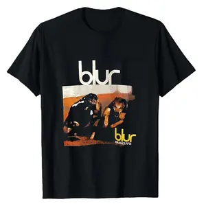 Blur Parklife Basic Black Short Sleeve T-shirt Sweatshirt, Cotton, Casual Menswear Top