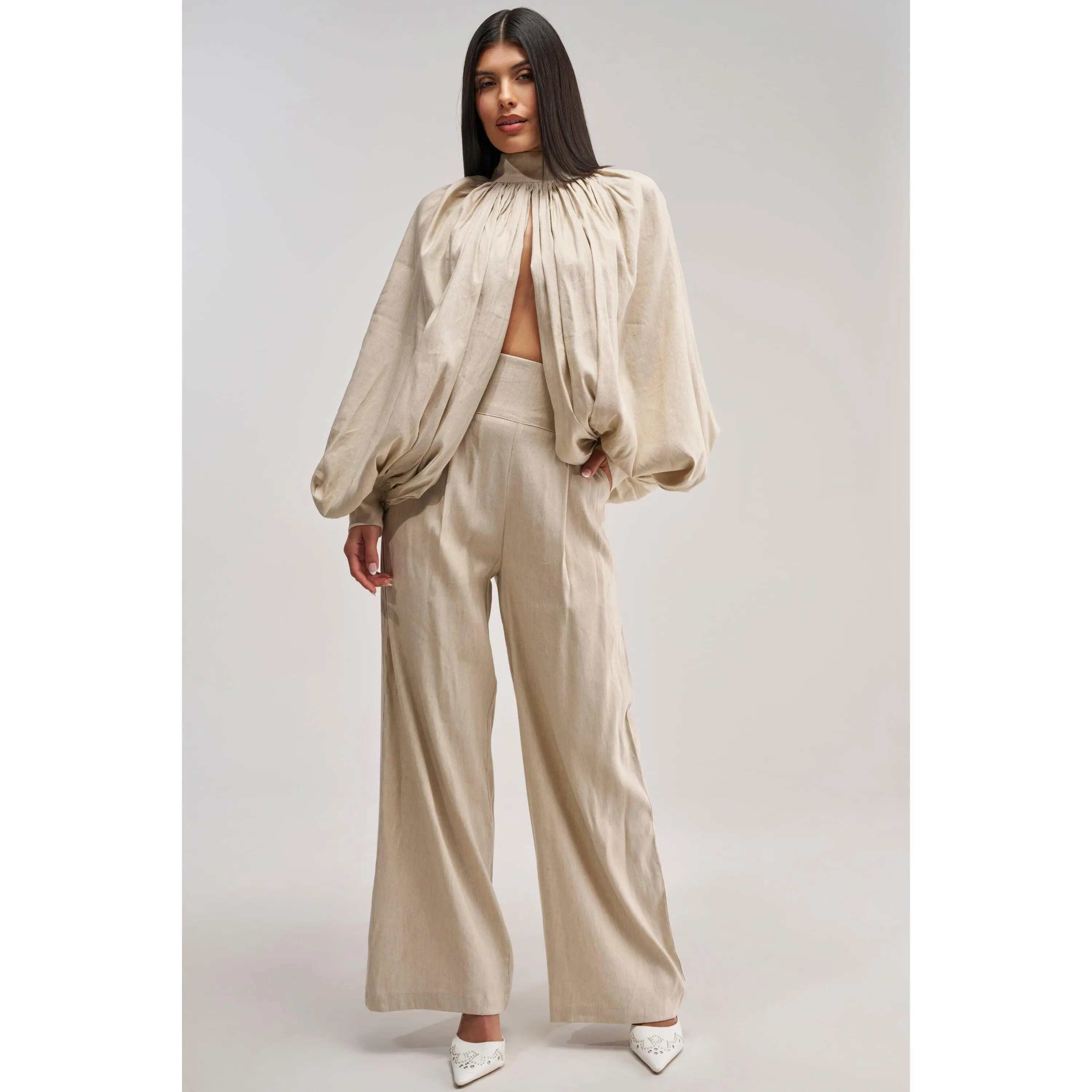 MASTERPIECE WIDE LEG PALAZZO PANT IN LINEN
