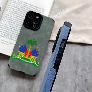 premium beautiful Creative design of the Haiti flag Suitable for Aesthetic TPU Leather Casing For iphone 17 16 15 14 13 12 11 PRO PLUS MAX AIR Samsung S26 Four Corners Anti-Fall Casual Soft Silicone Luxury durable Gray Brown Blue Phone Cases L1725