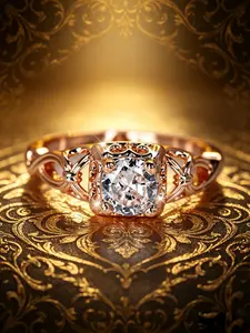 Women's Rose Gold Tone Imitation Diamond Ring, Hollow Celtic Knot Design, Luxury Engagement Style, Hypoallergenic & Fade Resistant, for Daily, Dating & Anniversary Wear