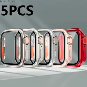 2026 NEW 5-Pack Apple Watch Ultra-Style Tempered Glass Case, Hard PC Protective Cover for Series 4–11/SE (40/41/42/44/45/46mm)