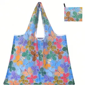 Large Cartoon Foldable Portable Shopping Bag, High Capacity Handheld Eco-Friendly Storage Bag, Multi-Functional Home Organizer, Reusable Shopping Bags