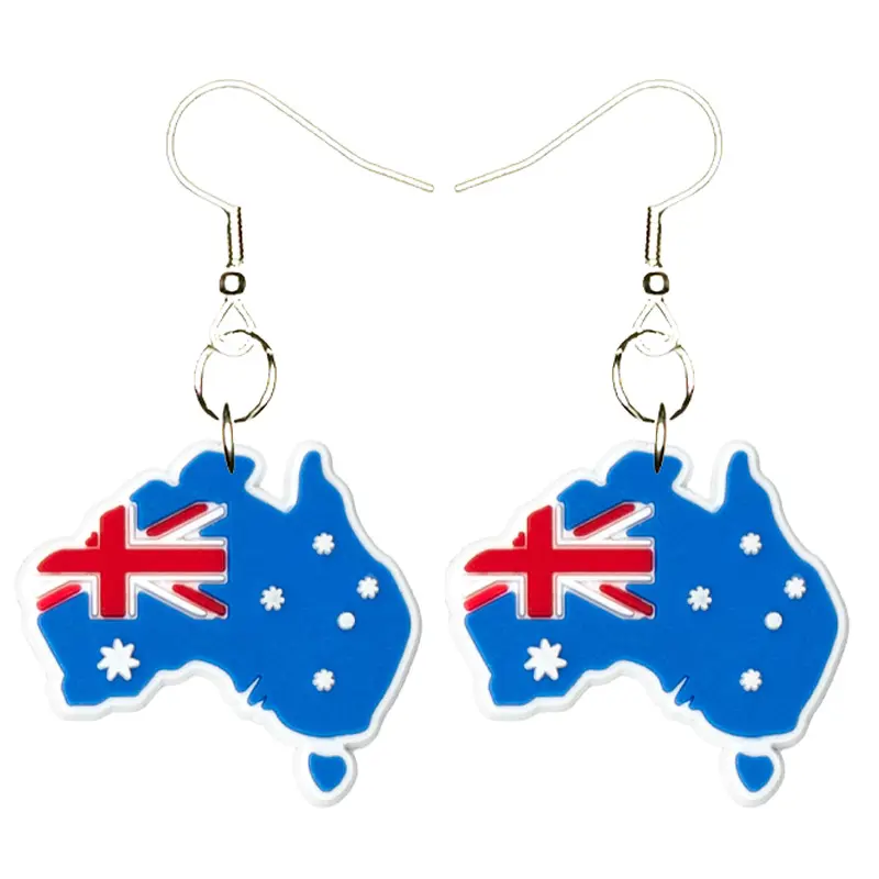 Australia Flag Earrings Hypoallergenic Silver Plated Fishhooks Yazzle Dazzle Oceania Koala Kangaroo Tasmania Great Barrier Reef Aussie Sheila Plonk