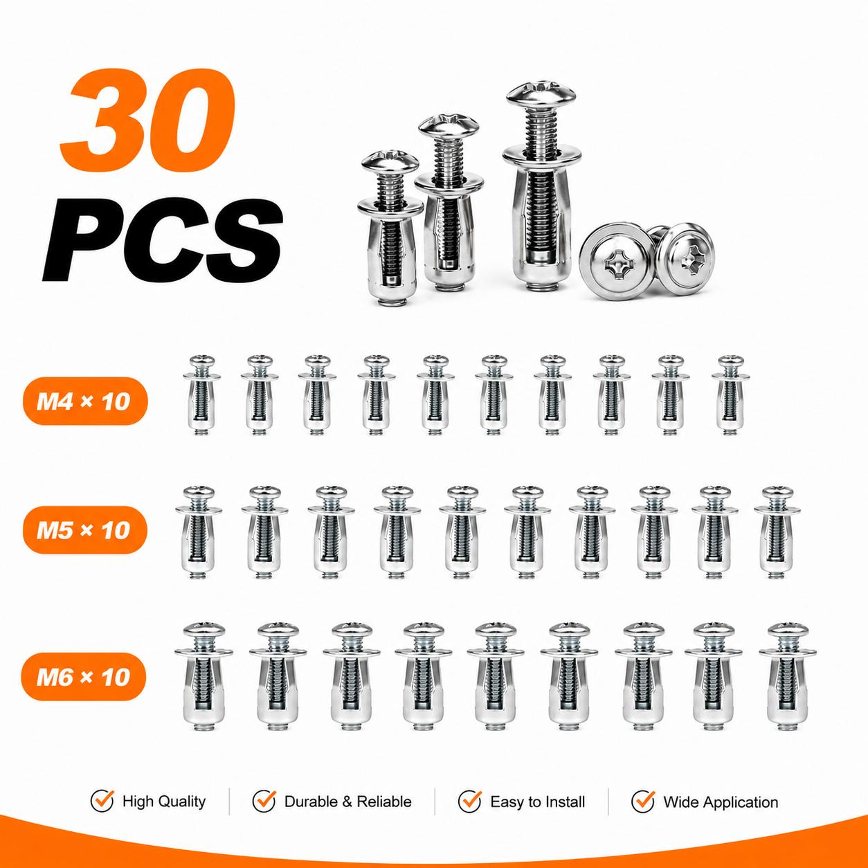 30-piece M4 M5 M6 petal rivet nut assortment
