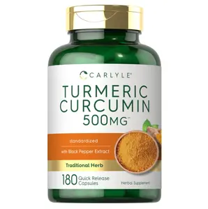 Carlyle Turmeric Curcumin Supplement 500 mg | 180 Capsules | with Black Pepper Extract | Non-GMO & Gluten Free
