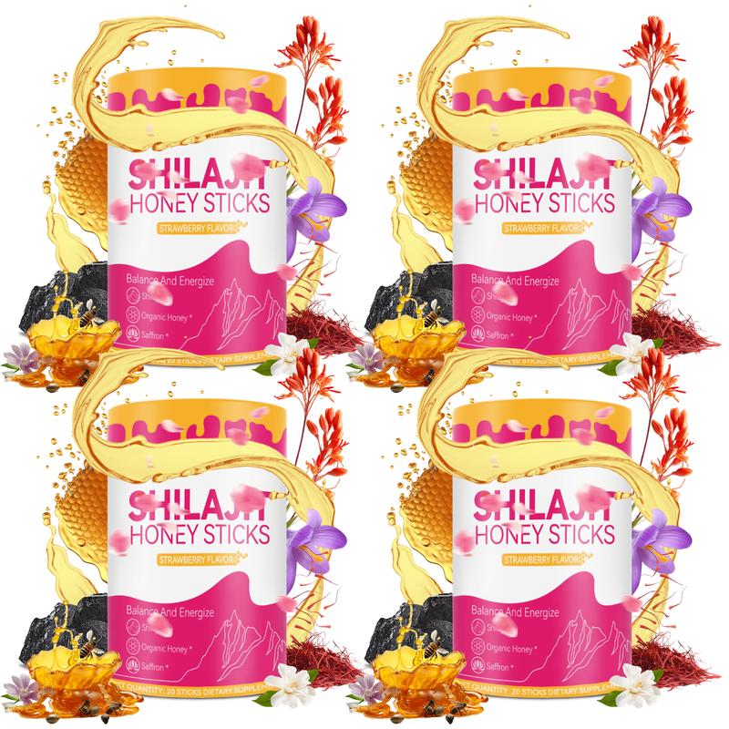Feminine Multi-Mineral Honey Sticks with Shilajit Shatavari & Saffron for Hormonal Balance & Energy, Strawberry Flavor Healthcare Dietary Supplements
