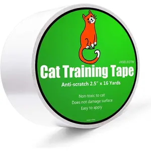 Anti-Scratch Tape for Furniture - Stop Cats from Scratching Couch, Chair Corners, Door Frames, Countertops, and Carpets, Clear Double-Sided Cat Training Tape, 2.5" x 16 Yards Roll